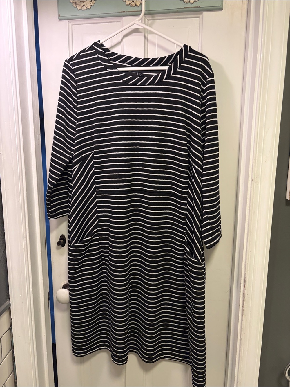 Lane Bryant Black and White Striped Midi Dress
